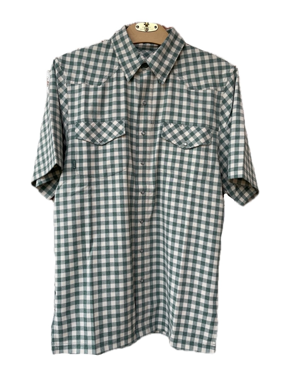 GameGuard Outdoors | Pearl Snap Green & Beige Gingham Fishing Shirt